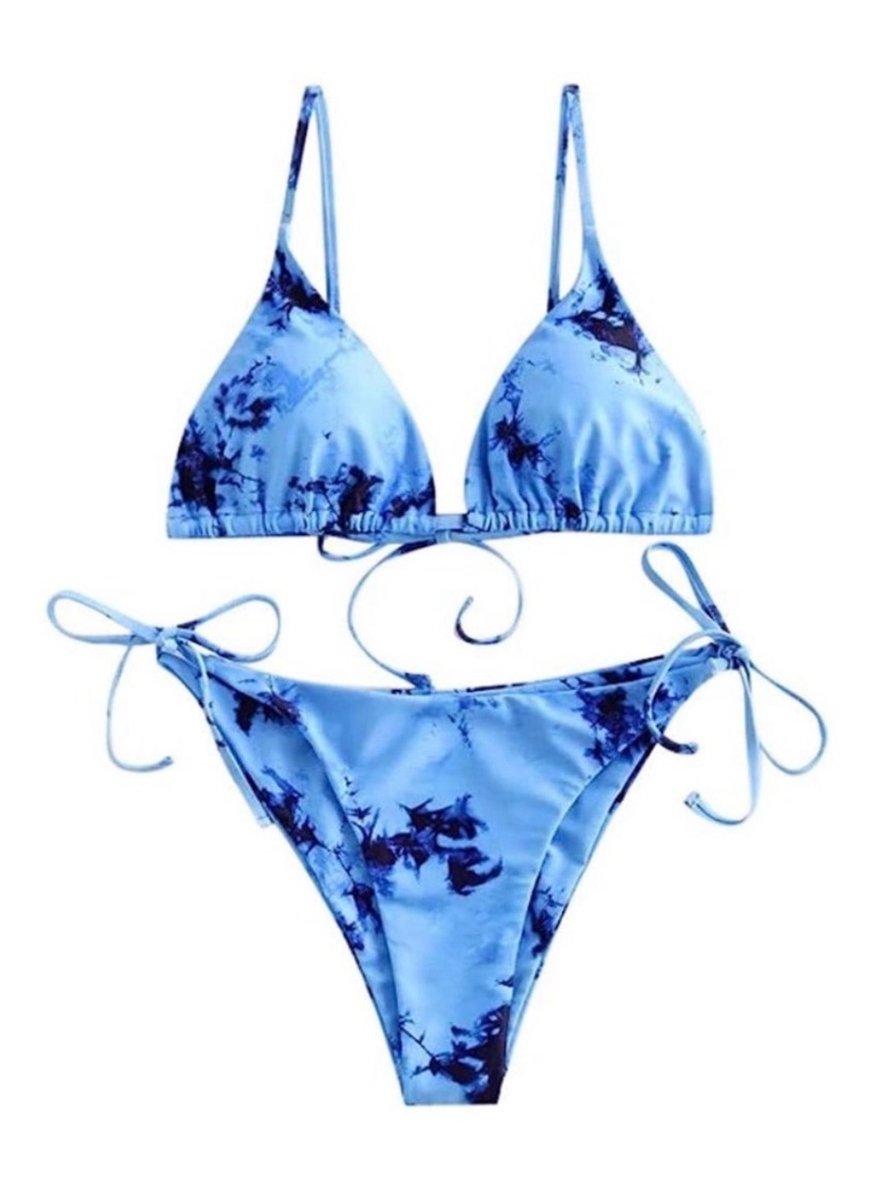 Zaful Blue Tie-Dye String Bikini